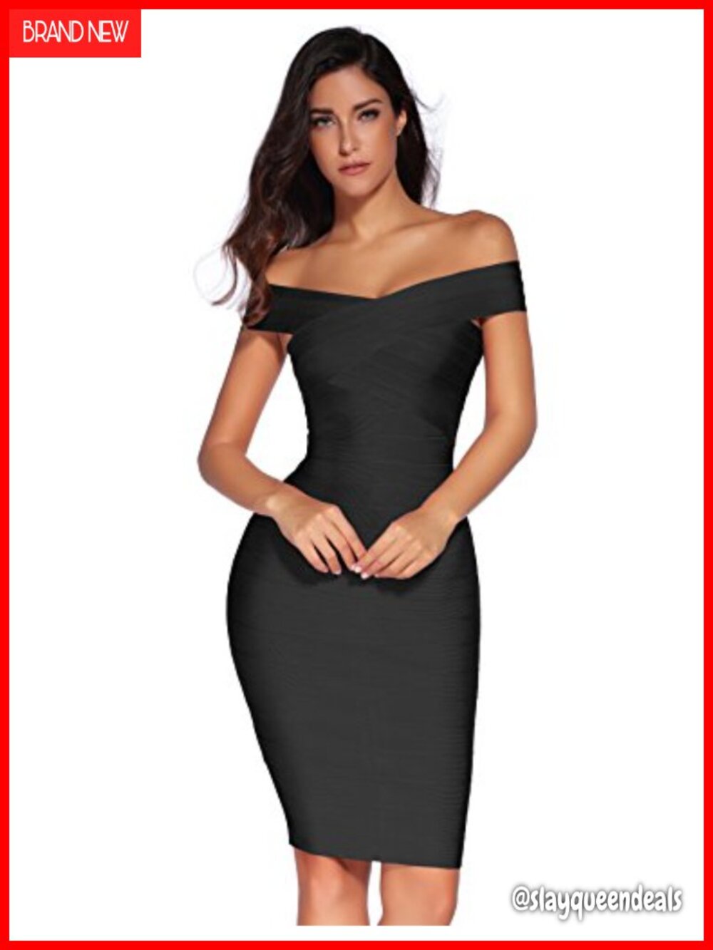 Off Shoulder Bandage Bodycon Party Dress Rayon Knee Length